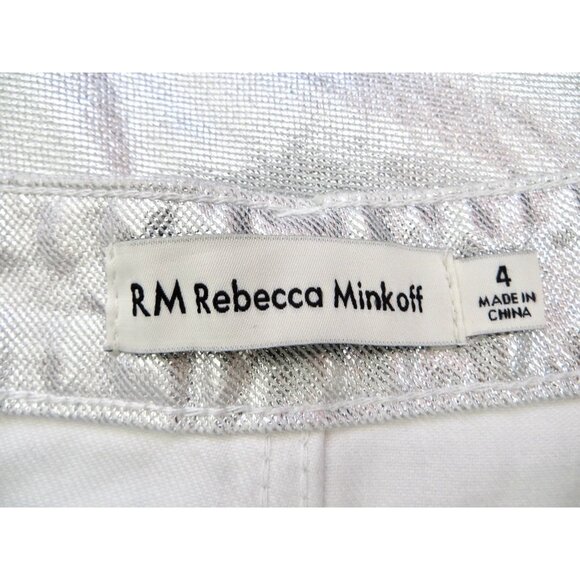 NEW! Rebecca Minkoff Silver Metallic Straight Jean SZ 4 - Picture 8 of 9